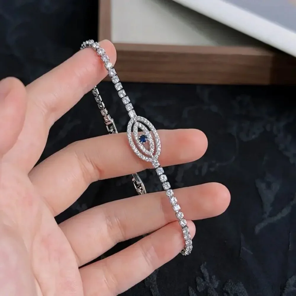 Solid Sterling Silver 2ct Diamond Womens EYE Tennis Bracelet Jewelry 7" 8" NEW